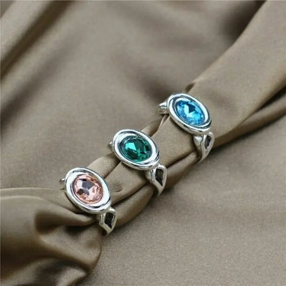 Zalia Oval Modern Silver Ring with Emerald Green Colored Crystal Size 9 Gift Box